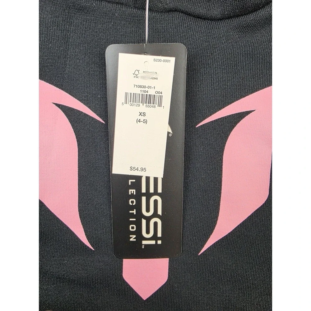 NWT GAP Kids Messi Black Pink‎ Hoodie Size XS (4-5) Spellout Youth Futbol Soccer